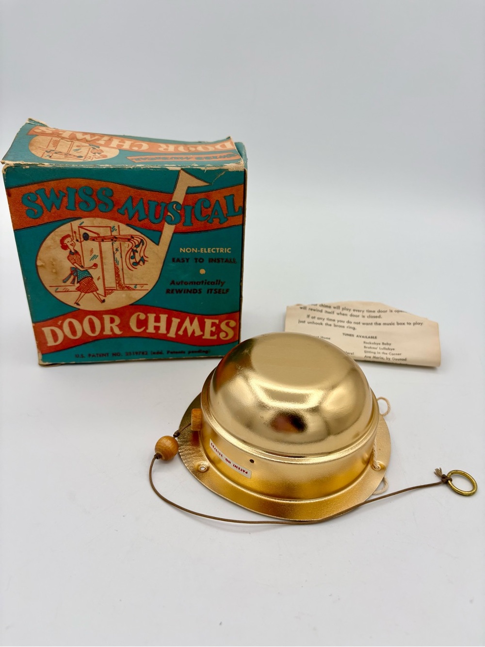 VINTAGE 1950’s Swiss Musical Door Chimes Musical Chime Nursery in Box WORKS